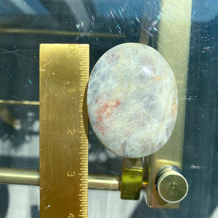 Blue Flash Moonstone with Sunstone Palm Stone #3