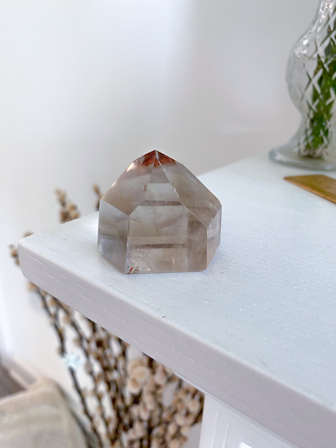 Tiny Natural Citrine Point with Hematite