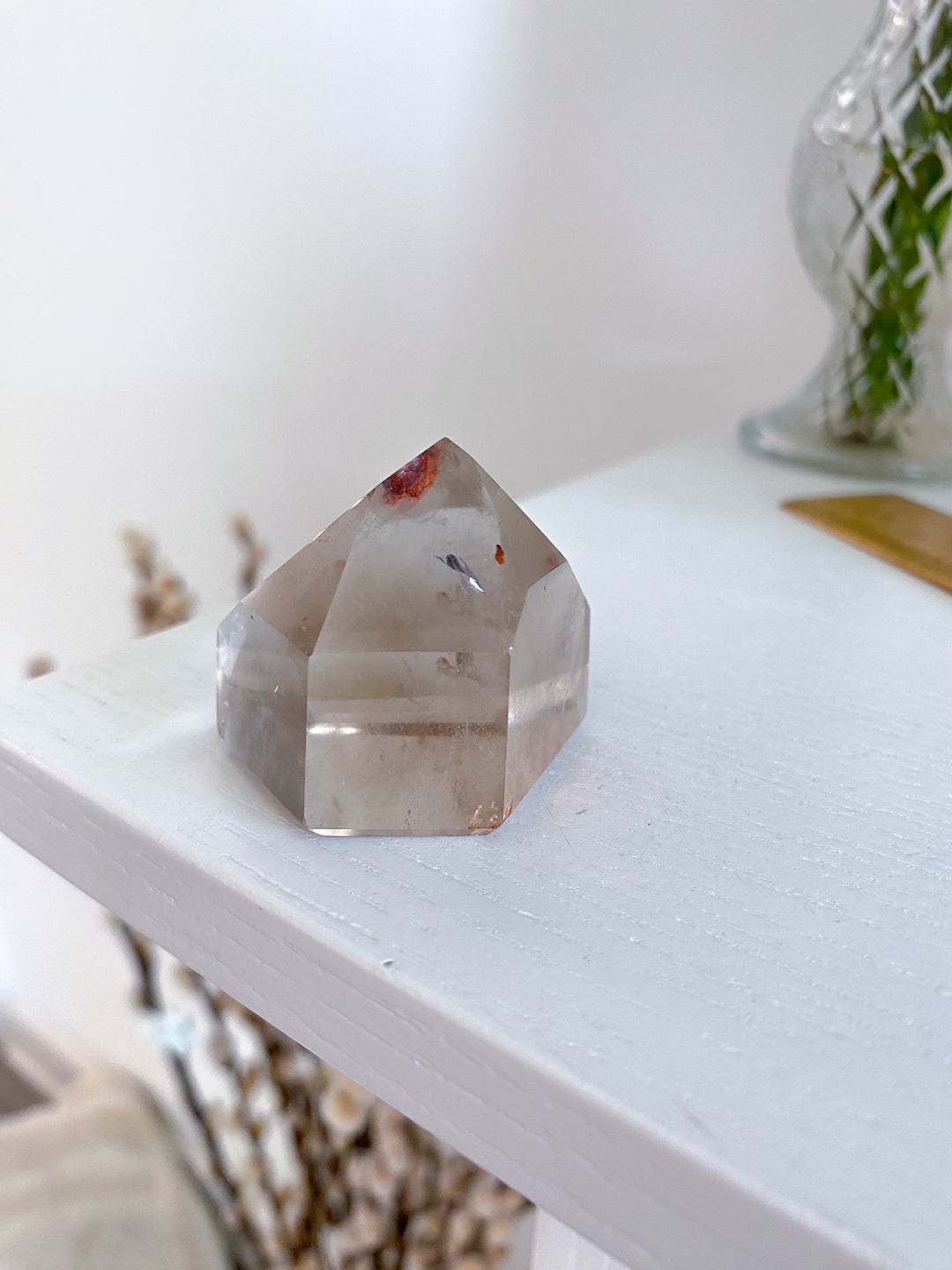 Tiny Natural Citrine Point with Hematite