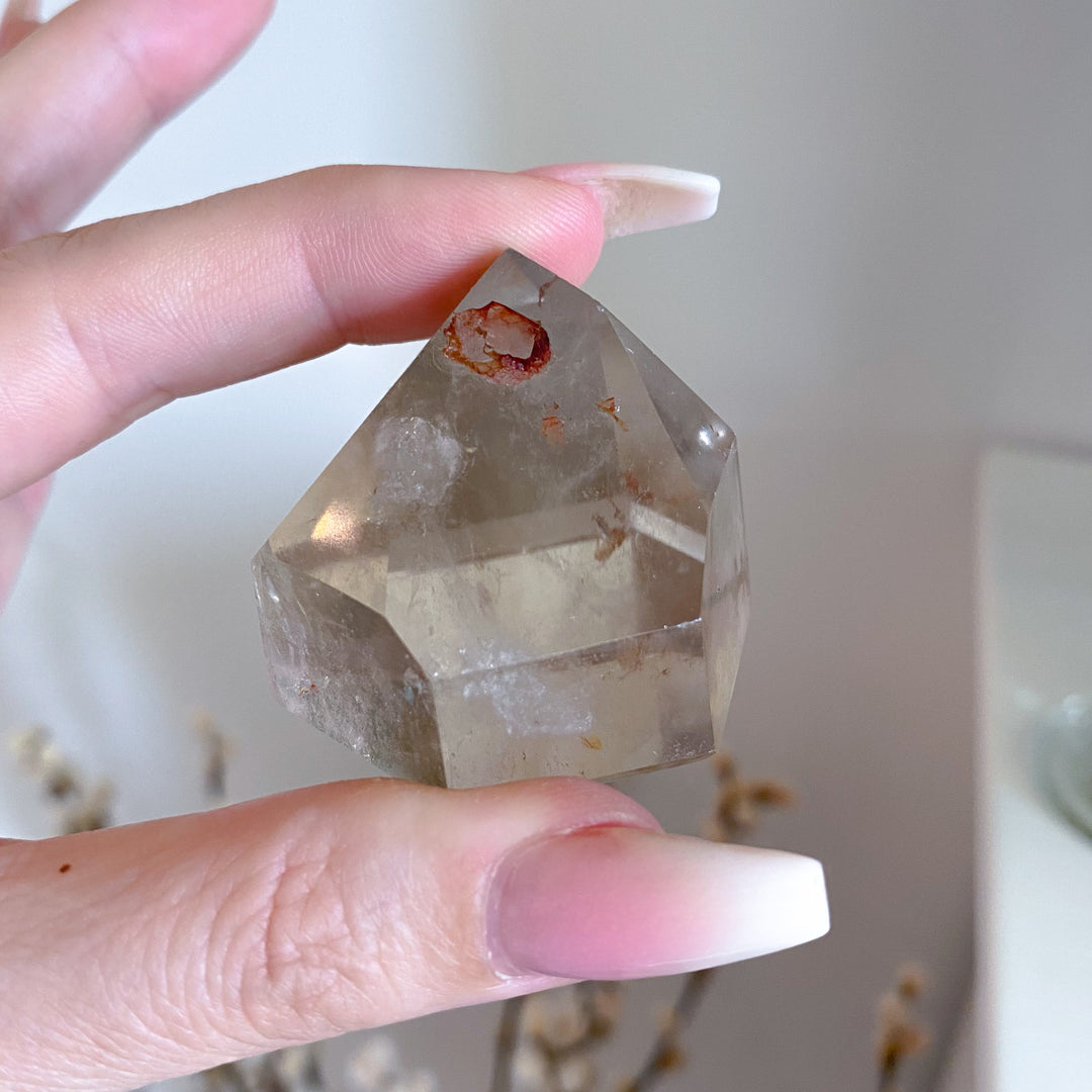 Tiny Natural Citrine Point with Hematite