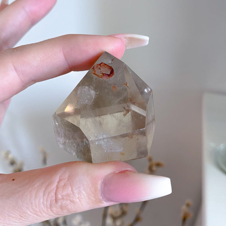 Tiny Natural Citrine Point with Hematite