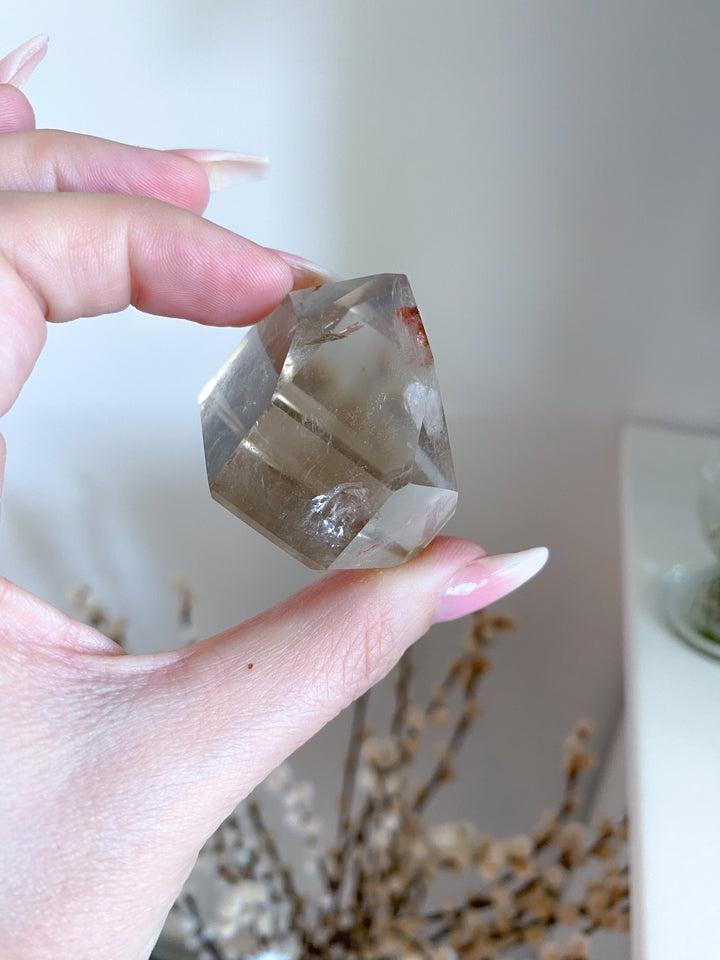 Tiny Natural Citrine Point with Hematite