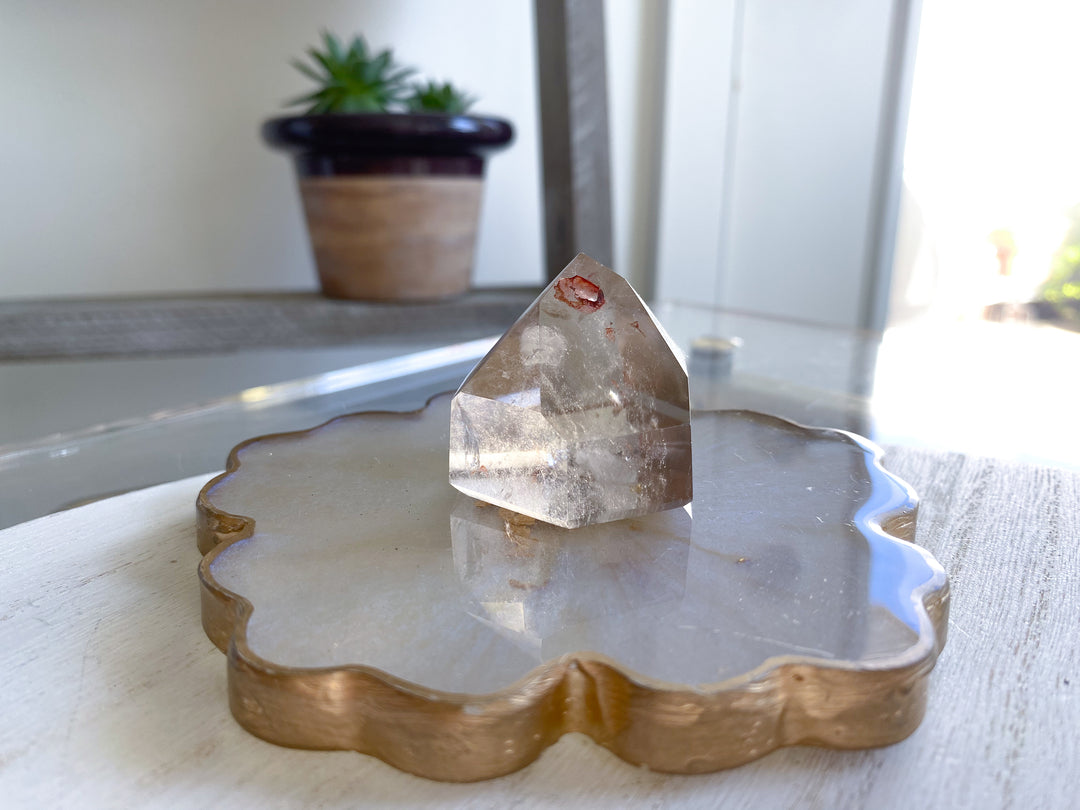 Tiny Natural Citrine Point with Hematite