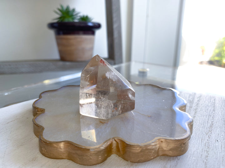 Tiny Natural Citrine Point with Hematite