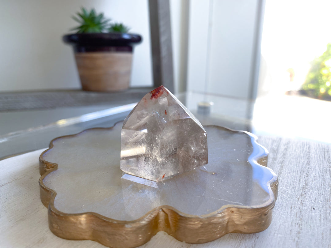 Tiny Natural Citrine Point with Hematite
