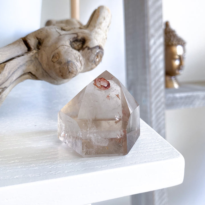 Tiny Natural Citrine Point with Hematite