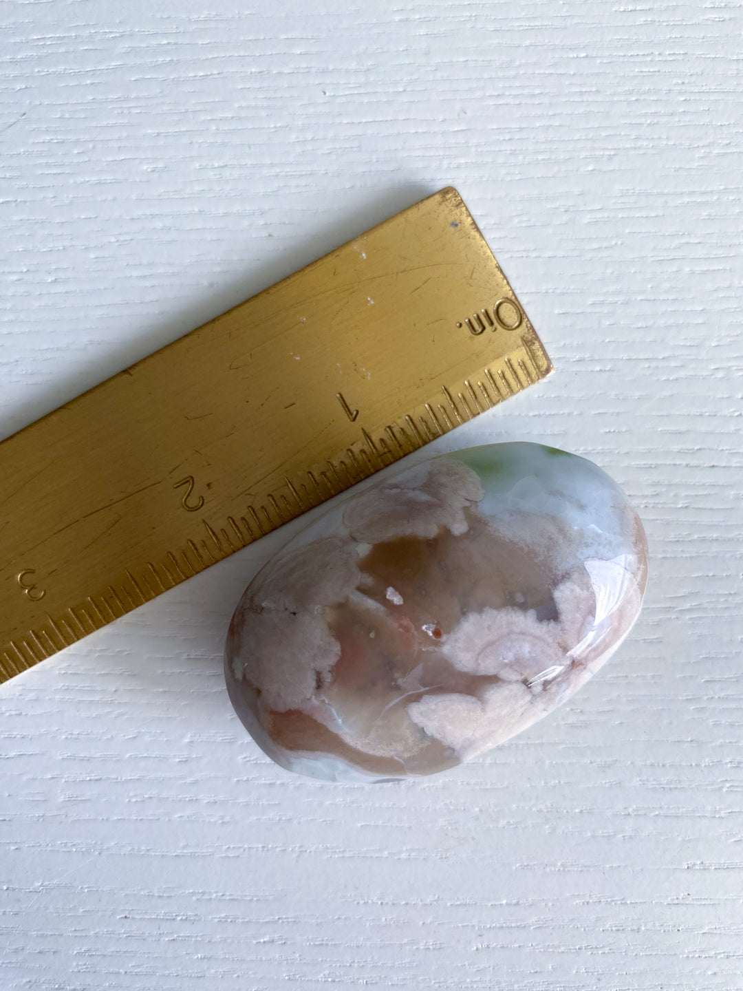 Light Pink and Green Flower Agate Palm Stone