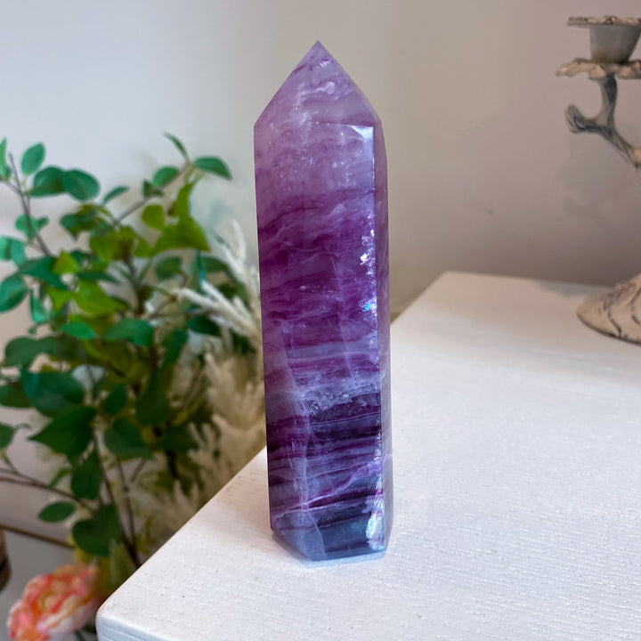 Large 5.5" Purple Fluorite Tower Point 