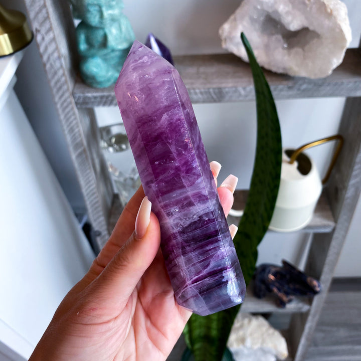 Large 5.5" Purple Fluorite Tower Point 