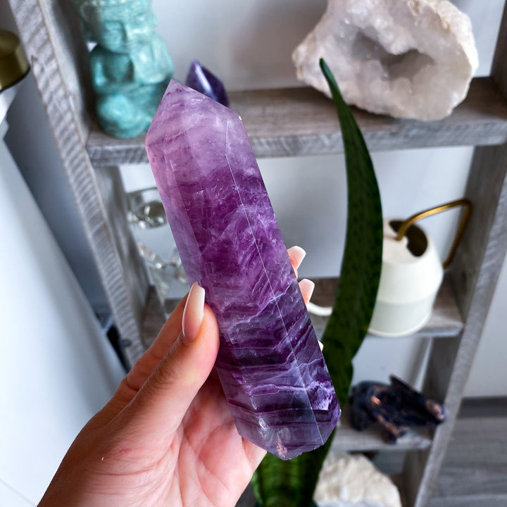 Large 5.5" Purple Fluorite Tower Point 
