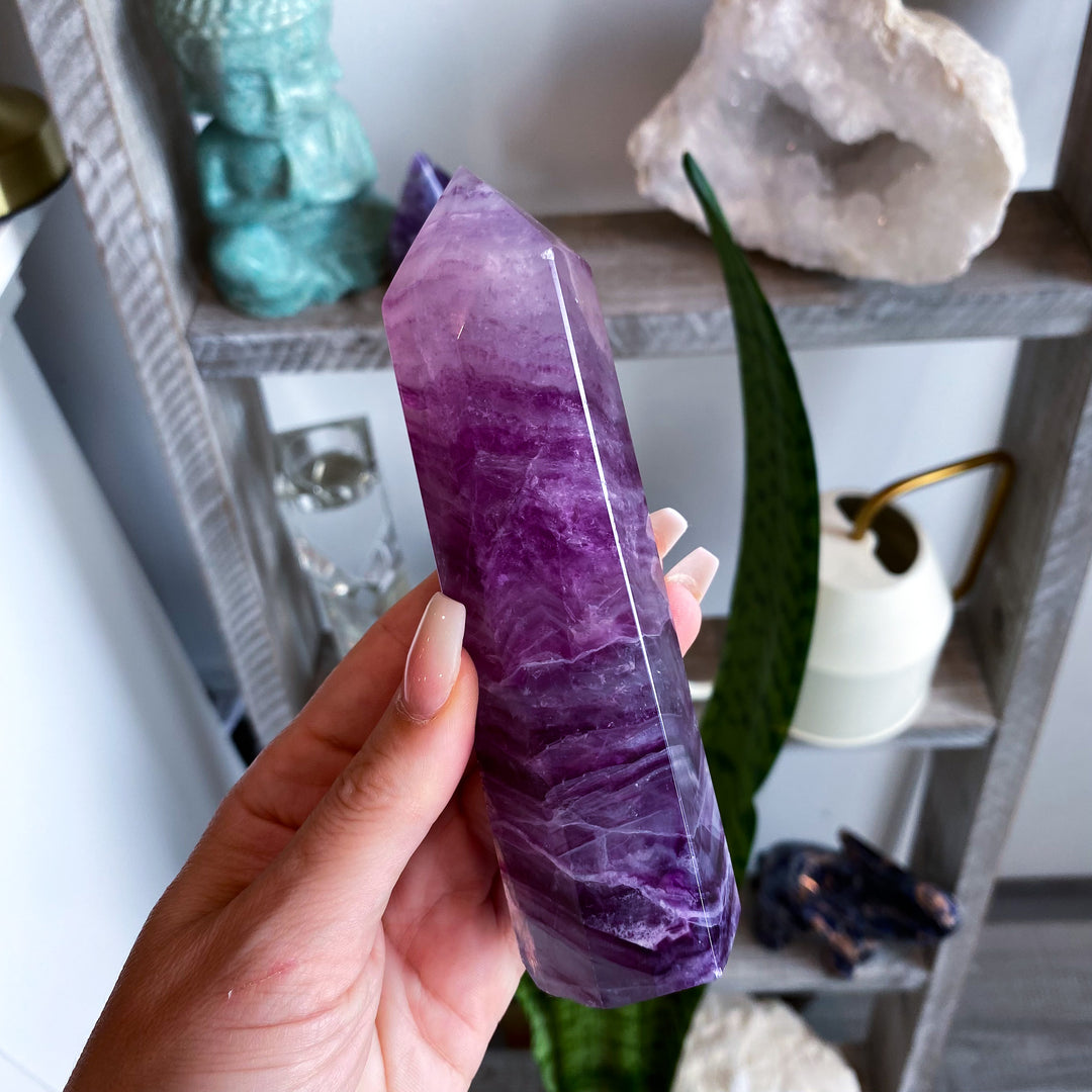 Large 5.5" Purple Fluorite Tower Point 