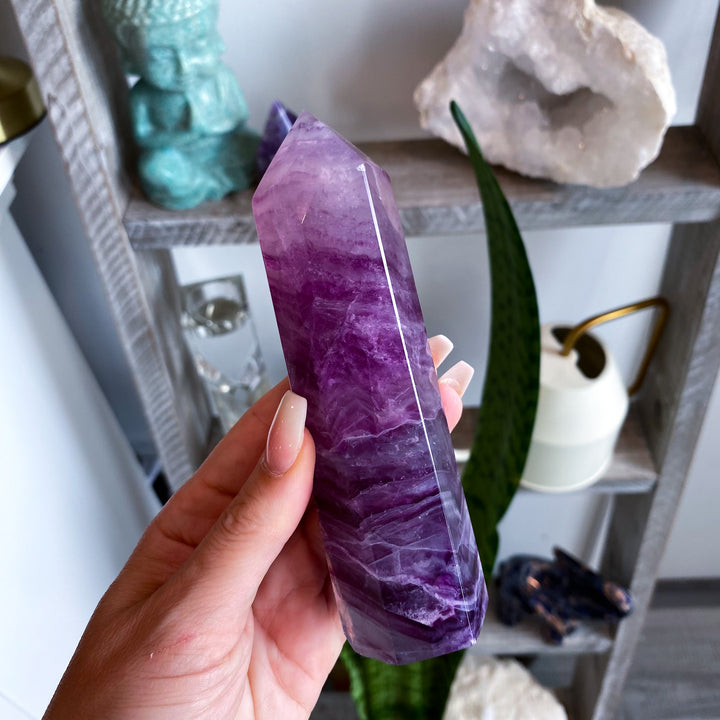 Large 5.5" Purple Fluorite Tower Point 