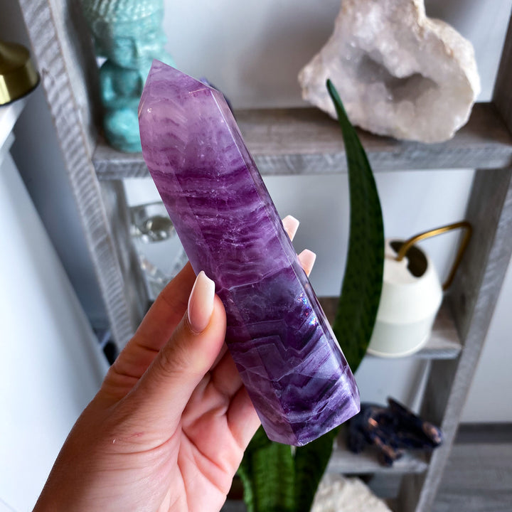 Large 5.5" Purple Fluorite Tower Point 