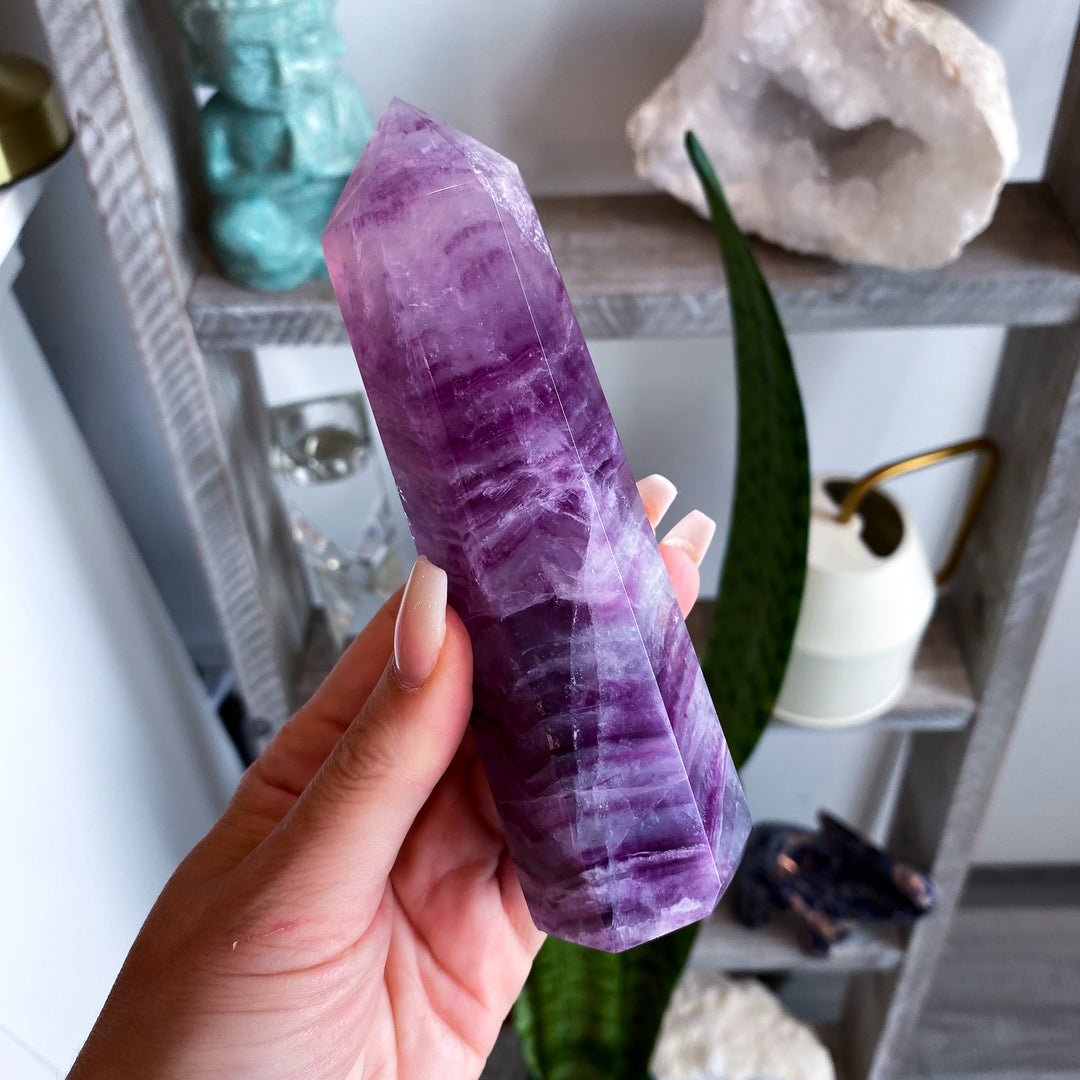 Large 5.5" Purple Fluorite Tower Point 