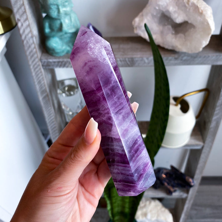Large 5.5" Purple Fluorite Tower Point 