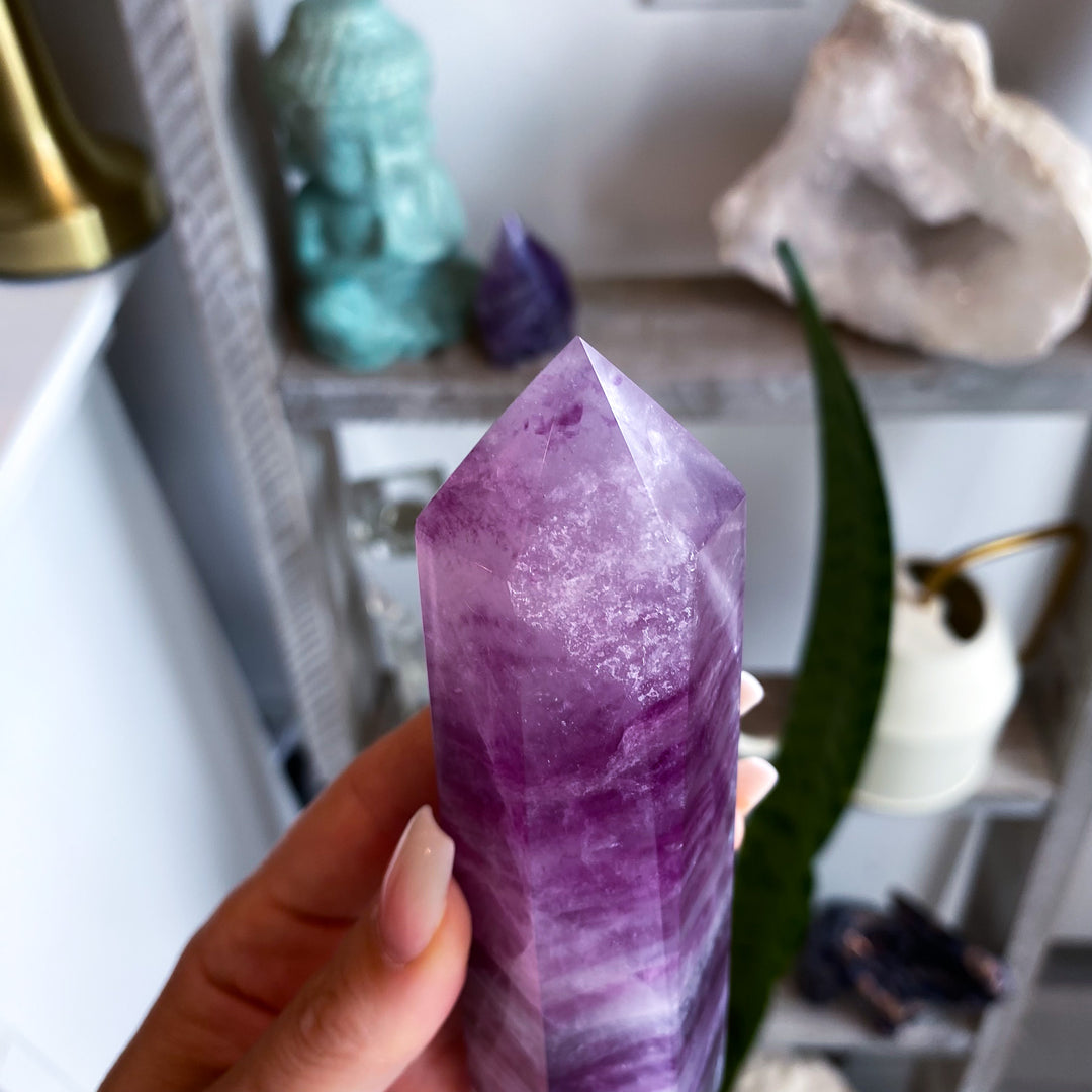 Large 5.5" Purple Fluorite Tower Point 