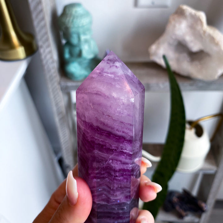 Large 5.5" Purple Fluorite Tower Point 