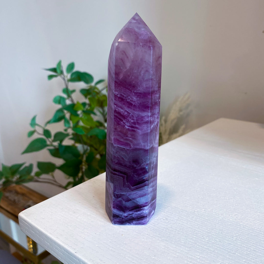 Large 5.5" Purple Fluorite Tower Point 
