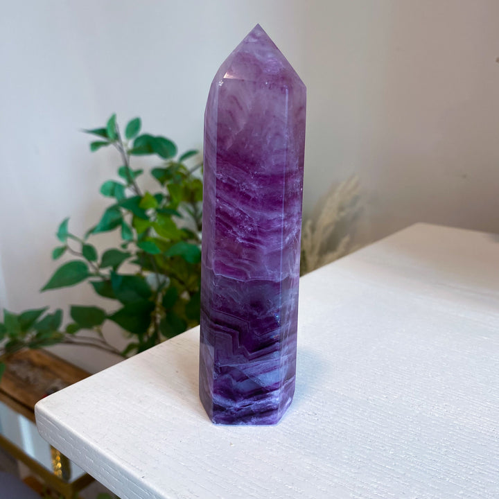 Large 5.5" Purple Fluorite Tower Point 