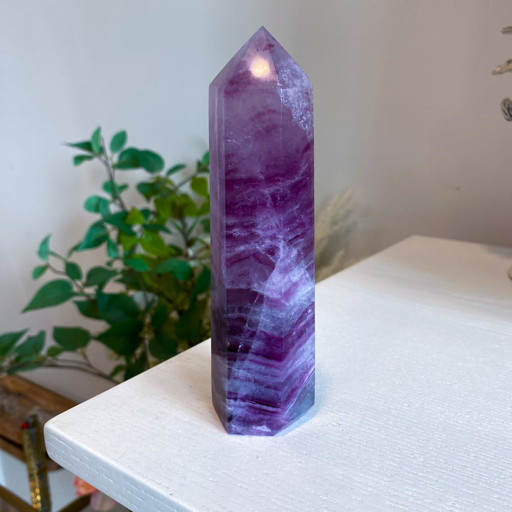 Large 5.5" Purple Fluorite Tower Point 
