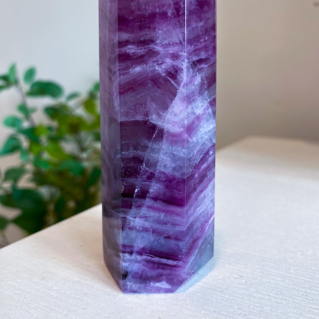 Large 5.5" Purple Fluorite Tower Point 