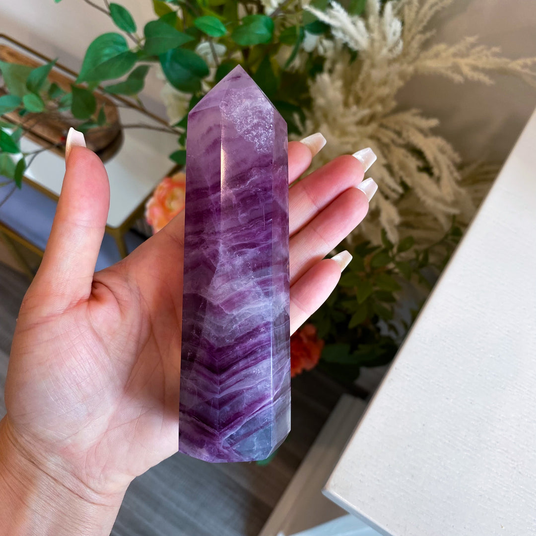 Large 5.5" Purple Fluorite Tower Point 