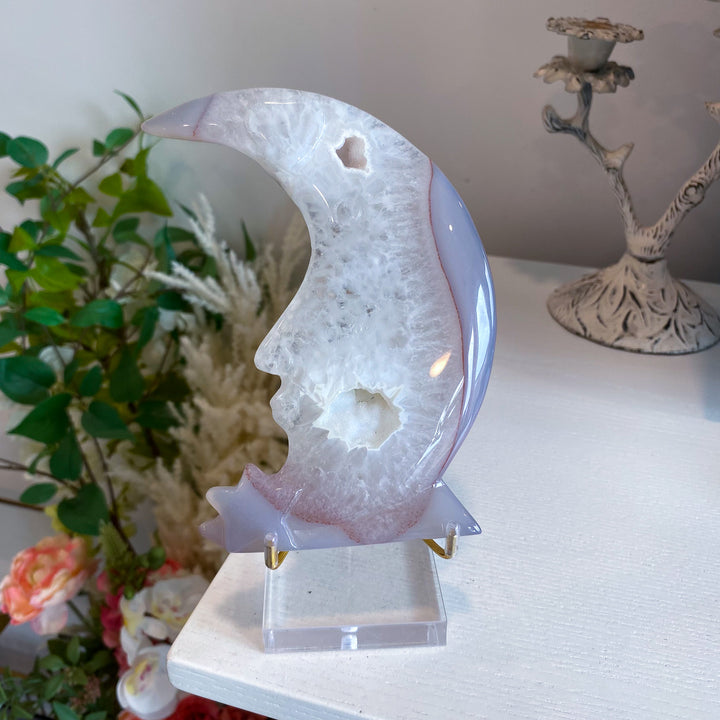 Gray Quartz Agate Moon 