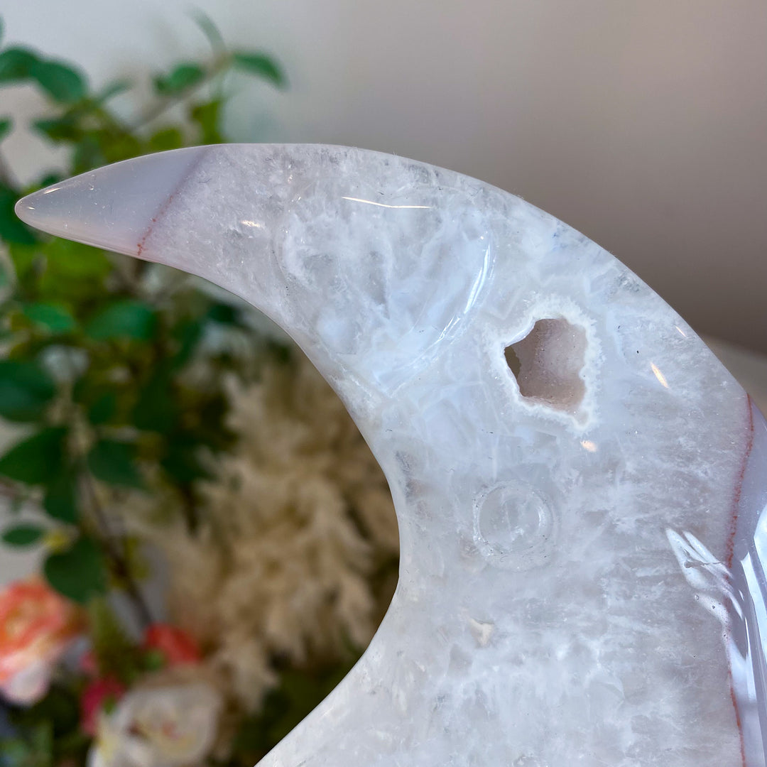 Gray Quartz Agate Moon 