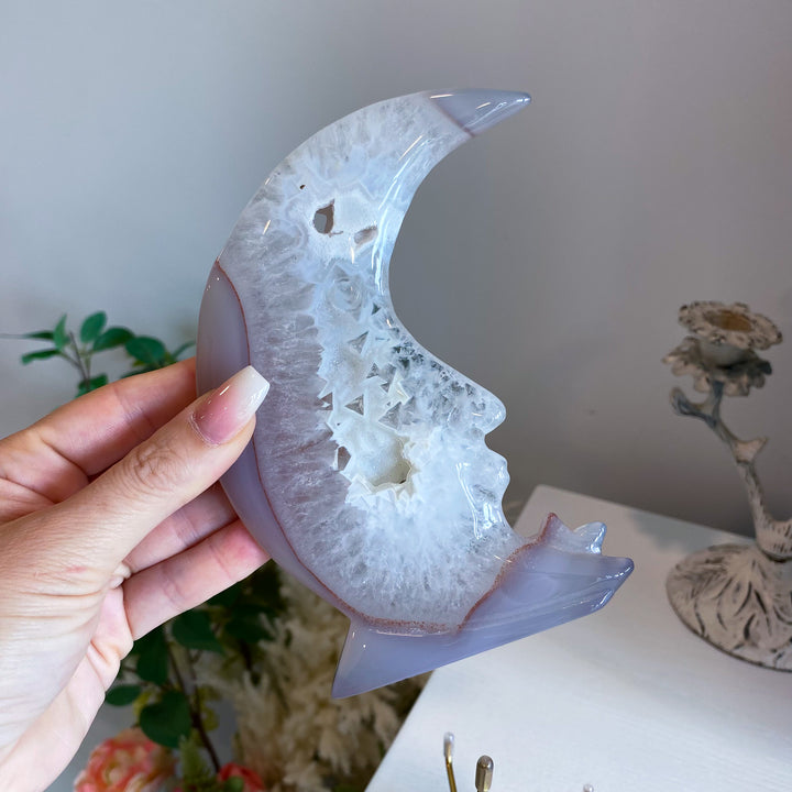 Gray Quartz Agate Moon 
