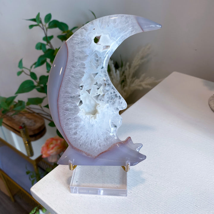 Gray Quartz Agate Moon 