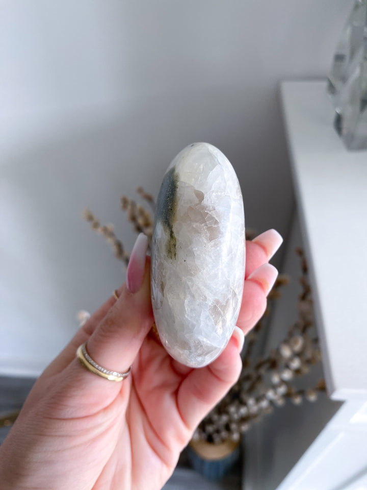 Rainbow Moonstone Palm Stone w/ Inclusion