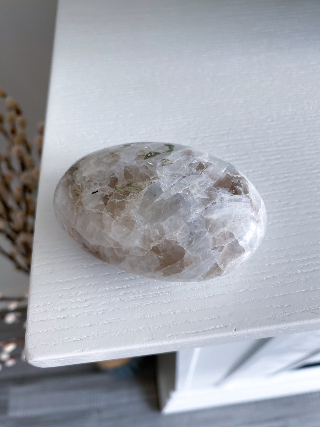 Rainbow Moonstone Palm Stone w/ Inclusion