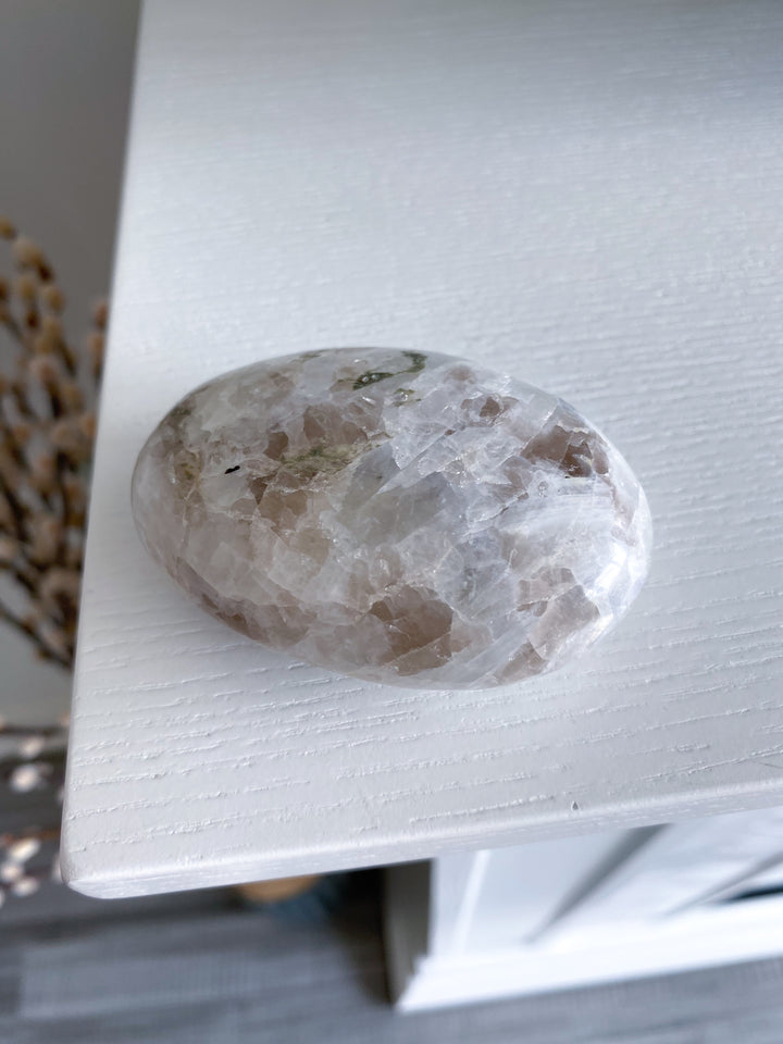 Rainbow Moonstone Palm Stone w/ Inclusion
