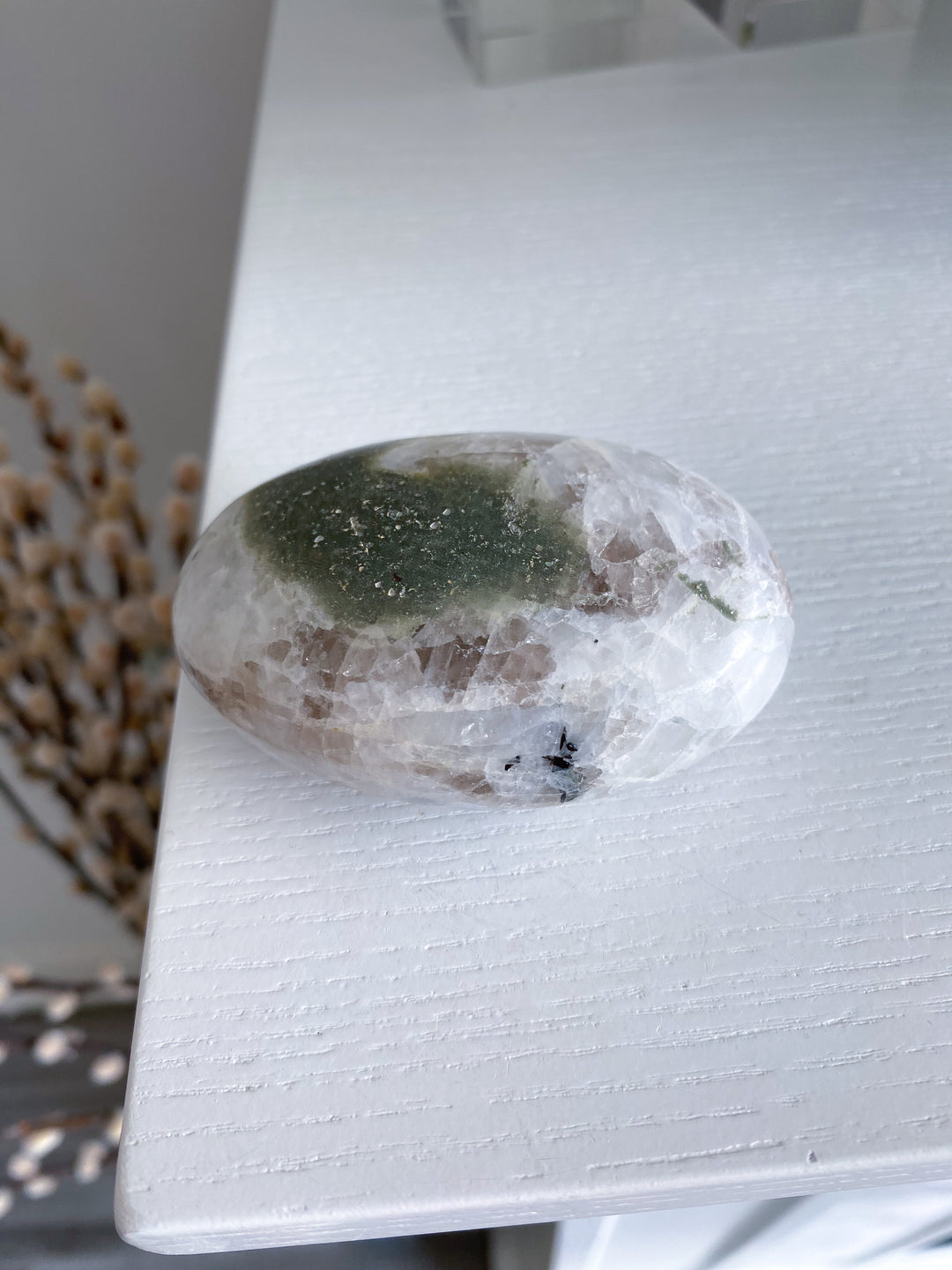 Rainbow Moonstone Palm Stone w/ Inclusion