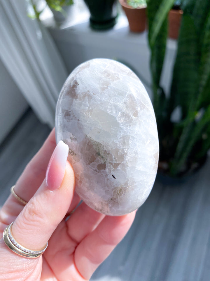 Rainbow Moonstone Palm Stone w/ Inclusion