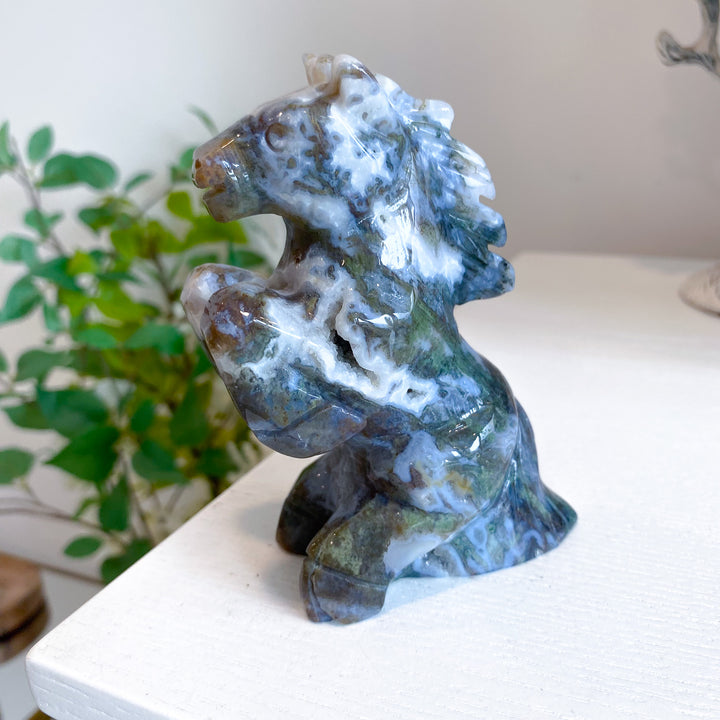 Large Moss Agate Horse 