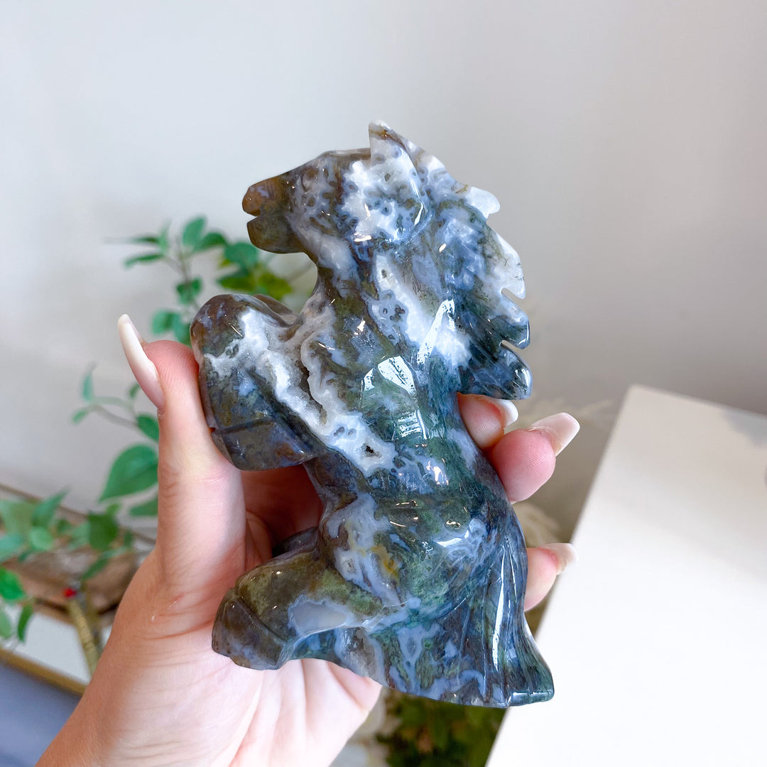 Large Moss Agate Horse 