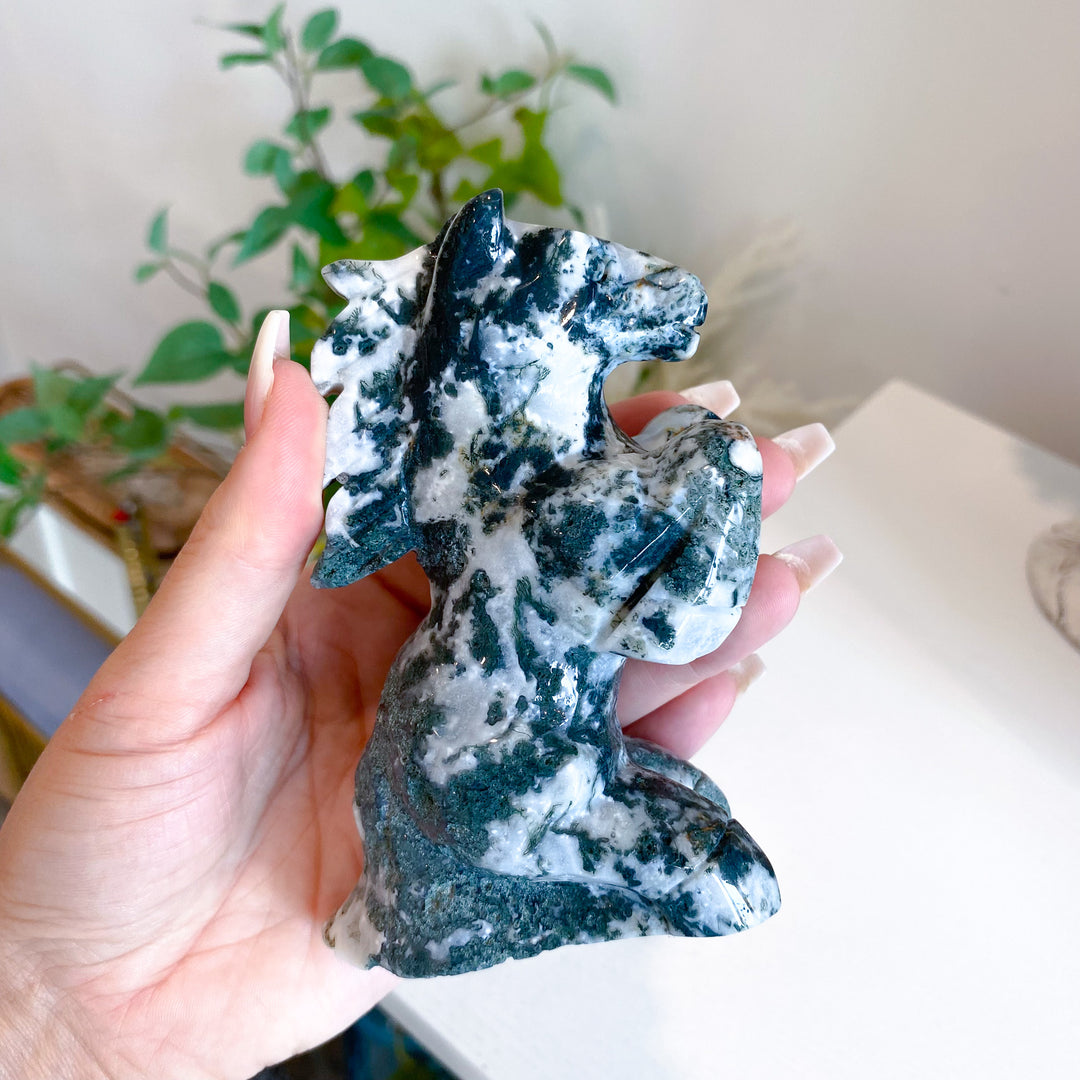Large Moss Agate Horse 