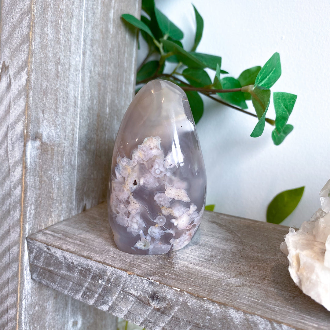 Pink, Green Flower Agate Freeform #5