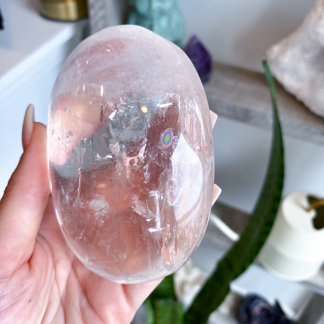 Jumbo Clear Quartz Palm Stone 