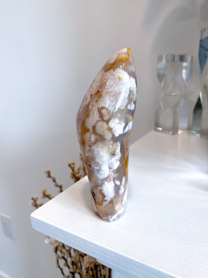TALL Red, Pink, Orange Flower Agate Freeform #7