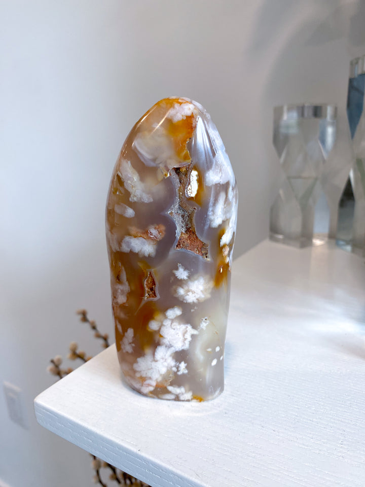 TALL Red, Pink, Orange Flower Agate Freeform #7