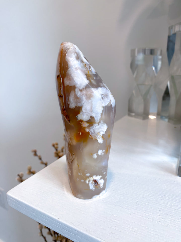TALL Red, Pink, Orange Flower Agate Freeform #7