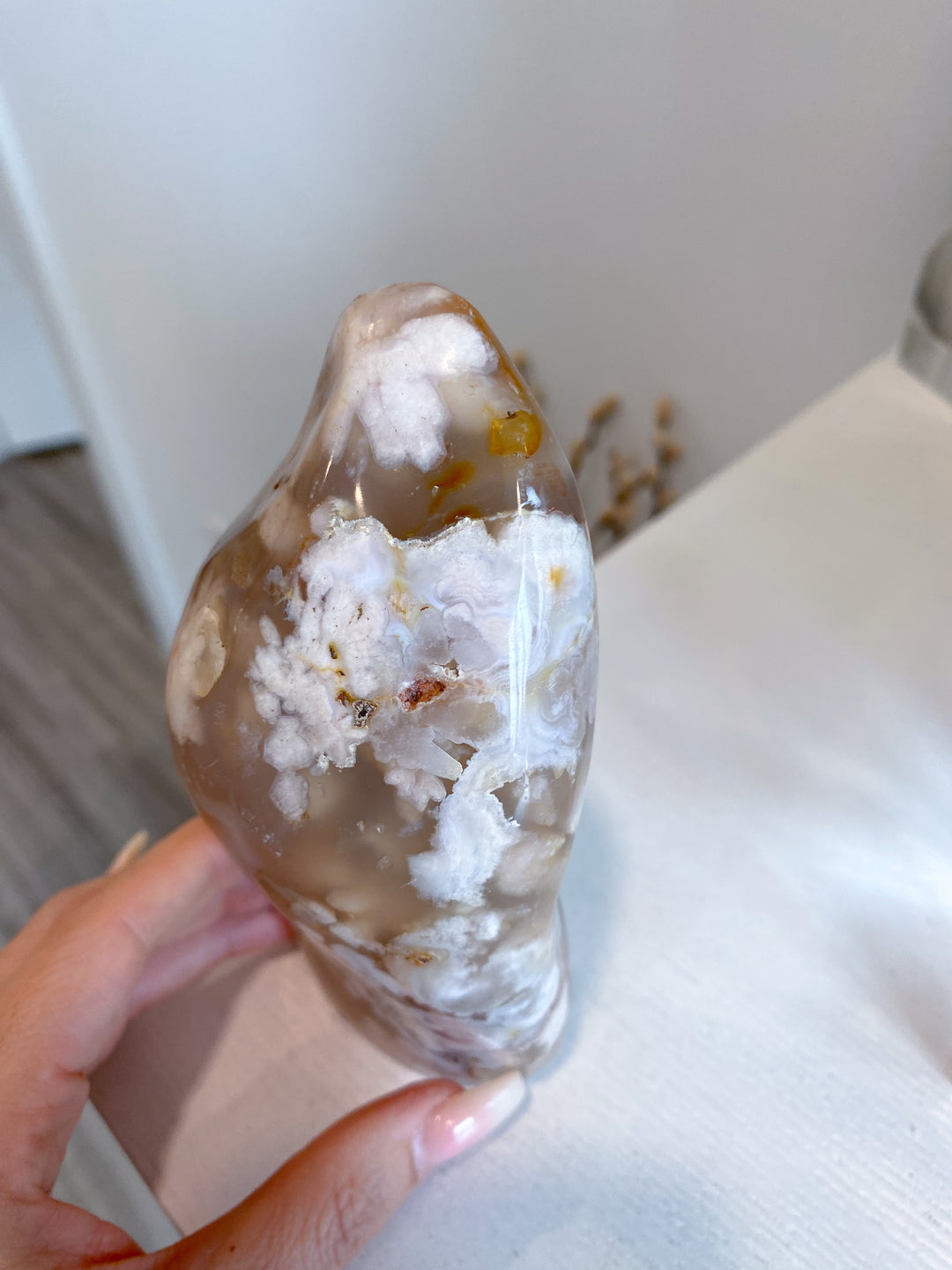 TALL Red, Pink, Orange Flower Agate Freeform #7