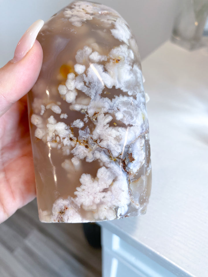 TALL Red, Pink, Orange Flower Agate Freeform #7