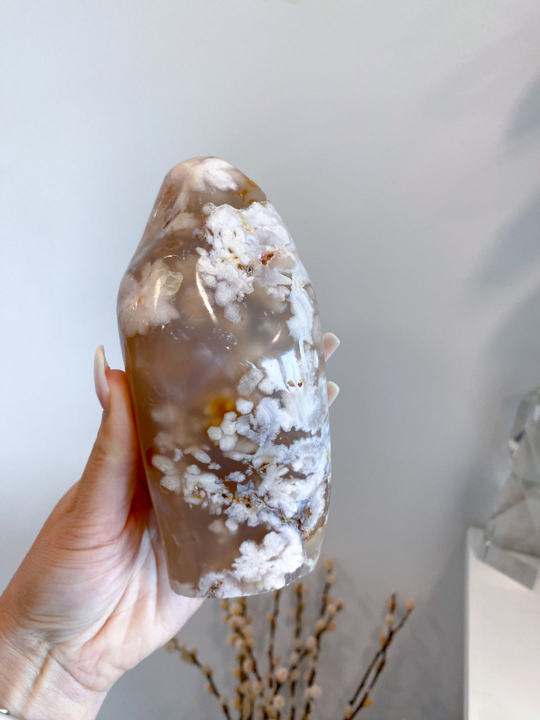 TALL Red, Pink, Orange Flower Agate Freeform #7