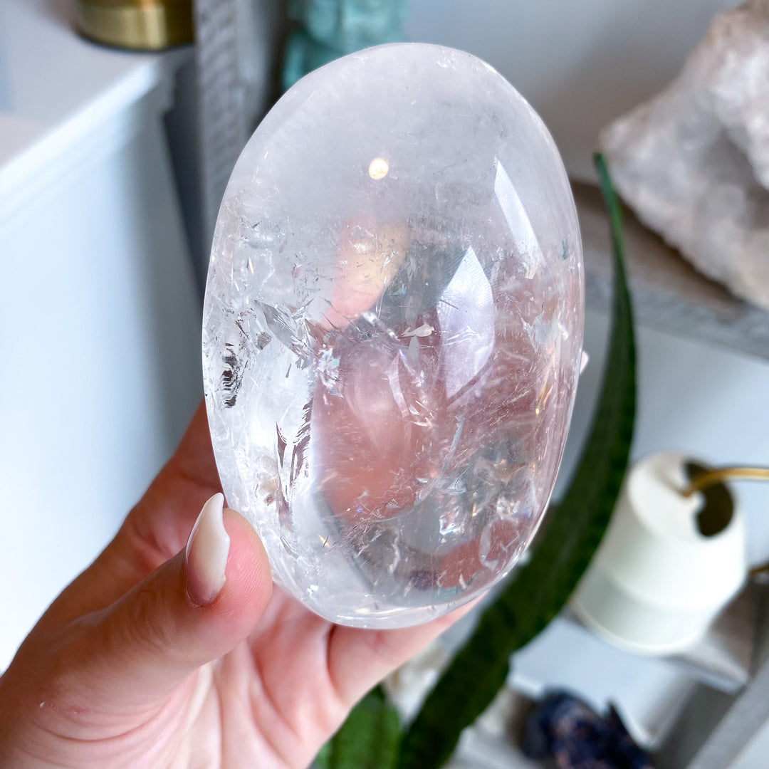 Jumbo Clear Quartz Palm Stone 