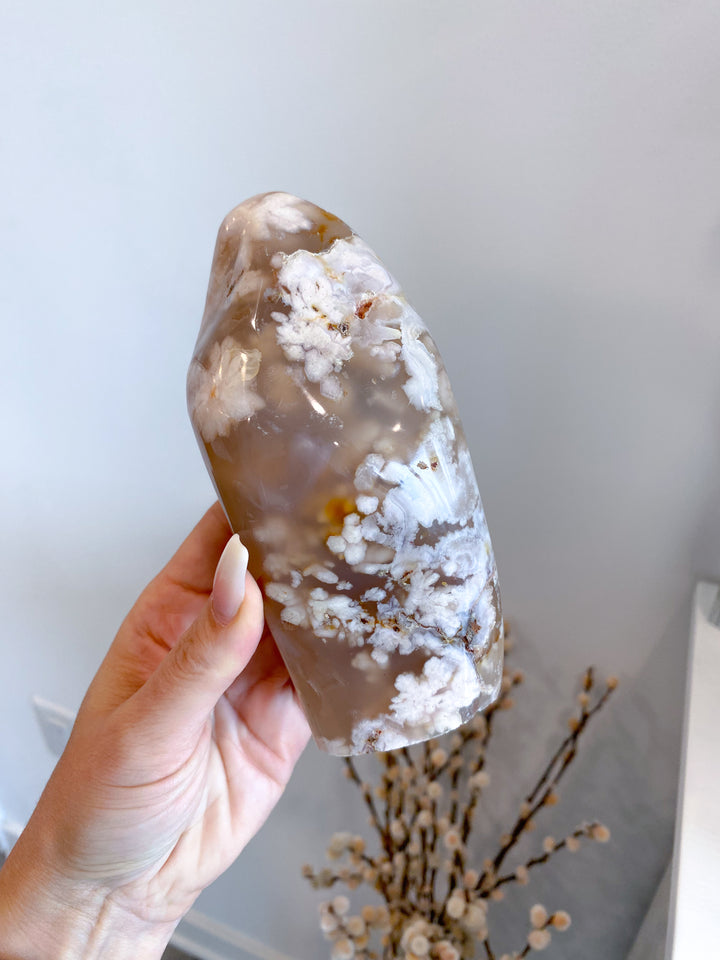 TALL Red, Pink, Orange Flower Agate Freeform #7