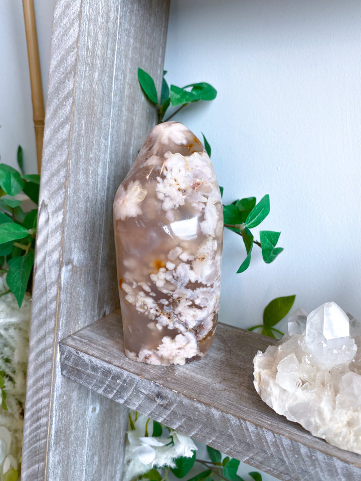 TALL Red, Pink, Orange Flower Agate Freeform #7