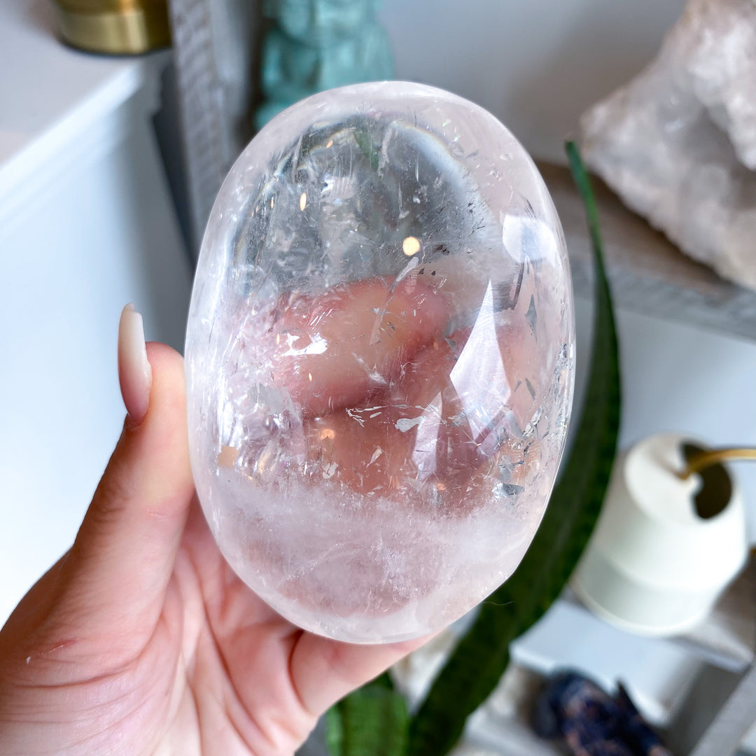 Jumbo Clear Quartz Palm Stone 